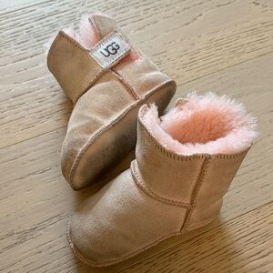 UGG Infant Tan Booties with Pink Lining